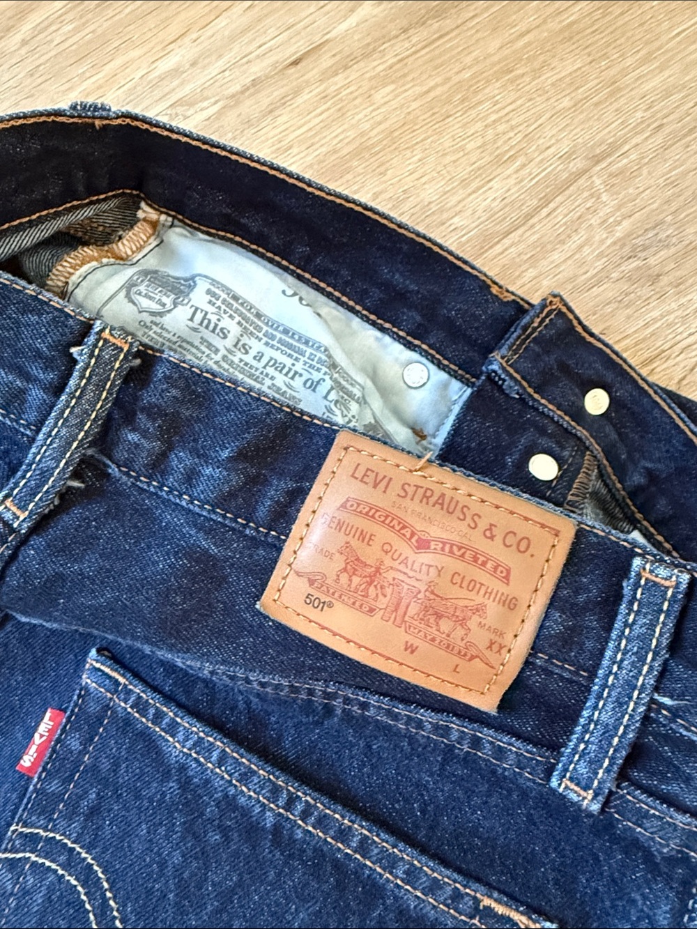 Levi's 501’Dark Blue Straight Jeans 27 - Picture 3 of 7
